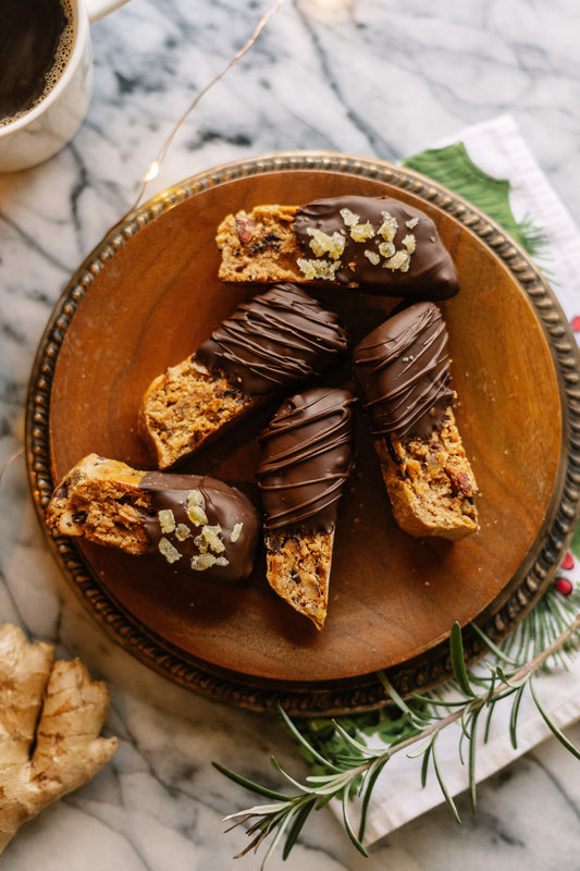 Rosemary, Ginger, & Date Chocolate Cantucci