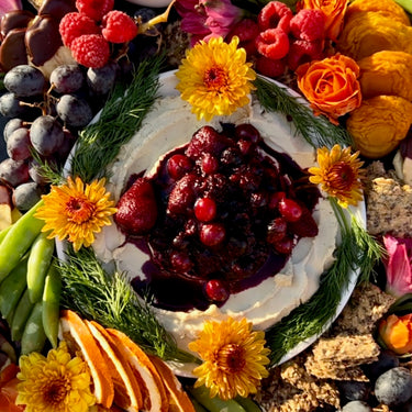 Spicy Fruit Compote with Whipped Vegan Cheese