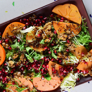 Pomegranate Persimmon Salad with Toasted Walnuts