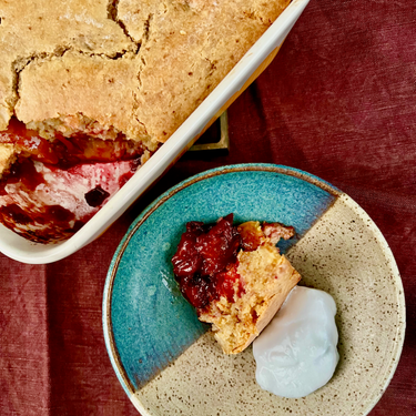 Gluten-Free Plum Amaretto Cobbler