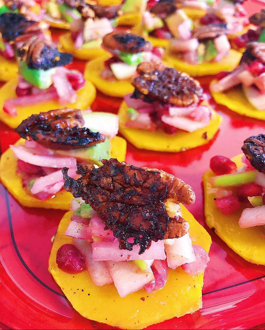 Butternut Squash Bites with Sumac Date Glazed Pecans