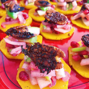 Butternut Squash Bites with Sumac Date Glazed Pecans