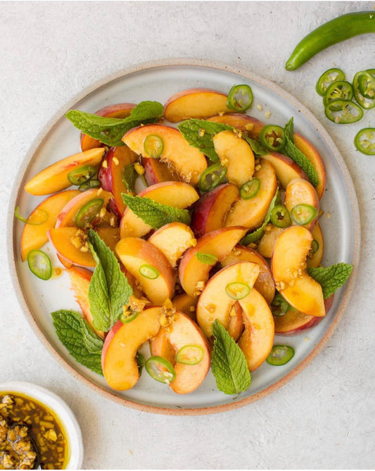 Spicy Peach + Mint Salad