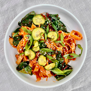 Spicy Beef Noodles in Gochujang Tahini Sauce