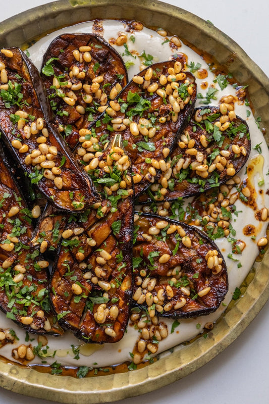 Harissa-Date Glazed Eggplant
