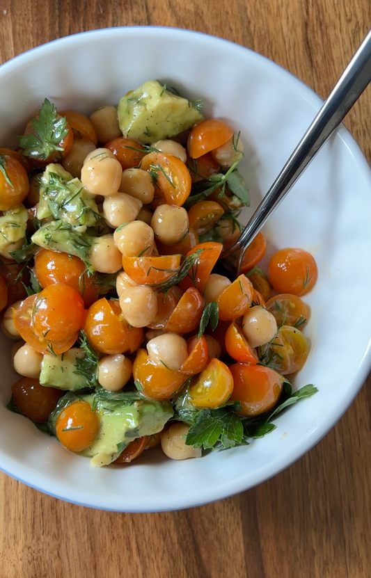 Chickpea, Sungold, & Avocado Salad with The Dressing