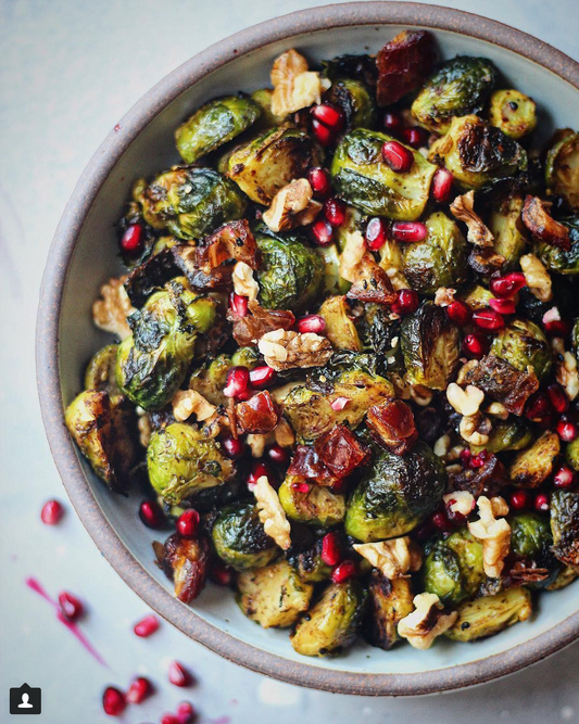 Charred Brussel Sprouts with Dates & Walnuts