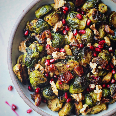 Charred Brussel Sprouts with Dates & Walnuts