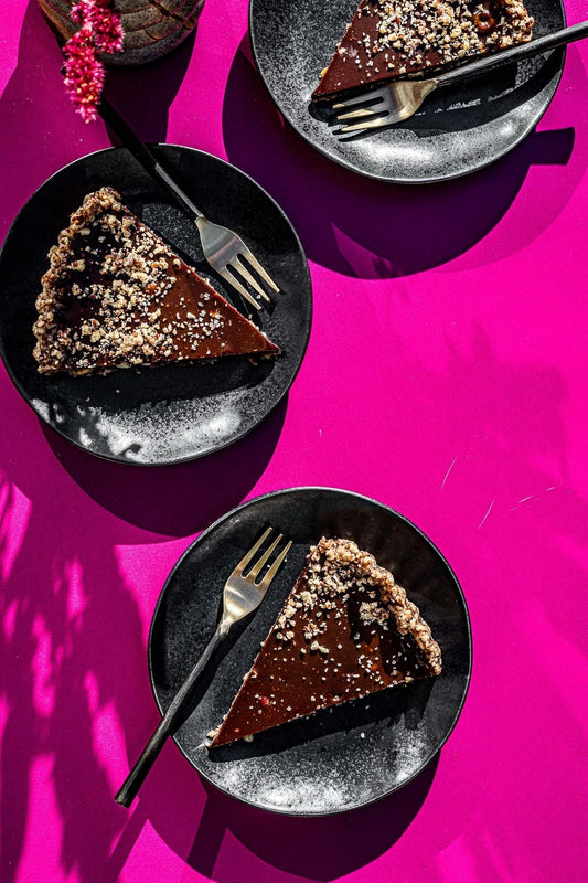 (Almost) No Bake Chocolate Silk Pie with Pecan Crust