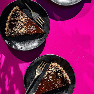 (Almost) No Bake Chocolate Silk Pie with Pecan Crust
