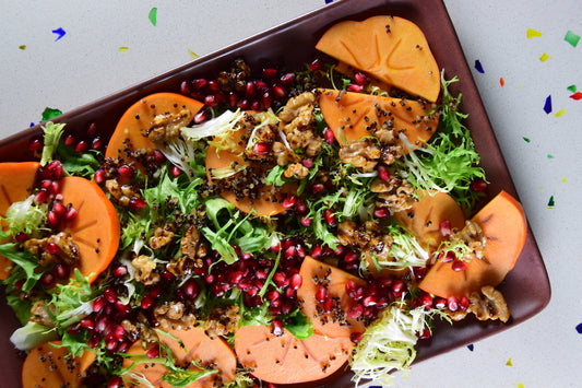Pomegranate Persimmon Salad with Toasted Walnuts