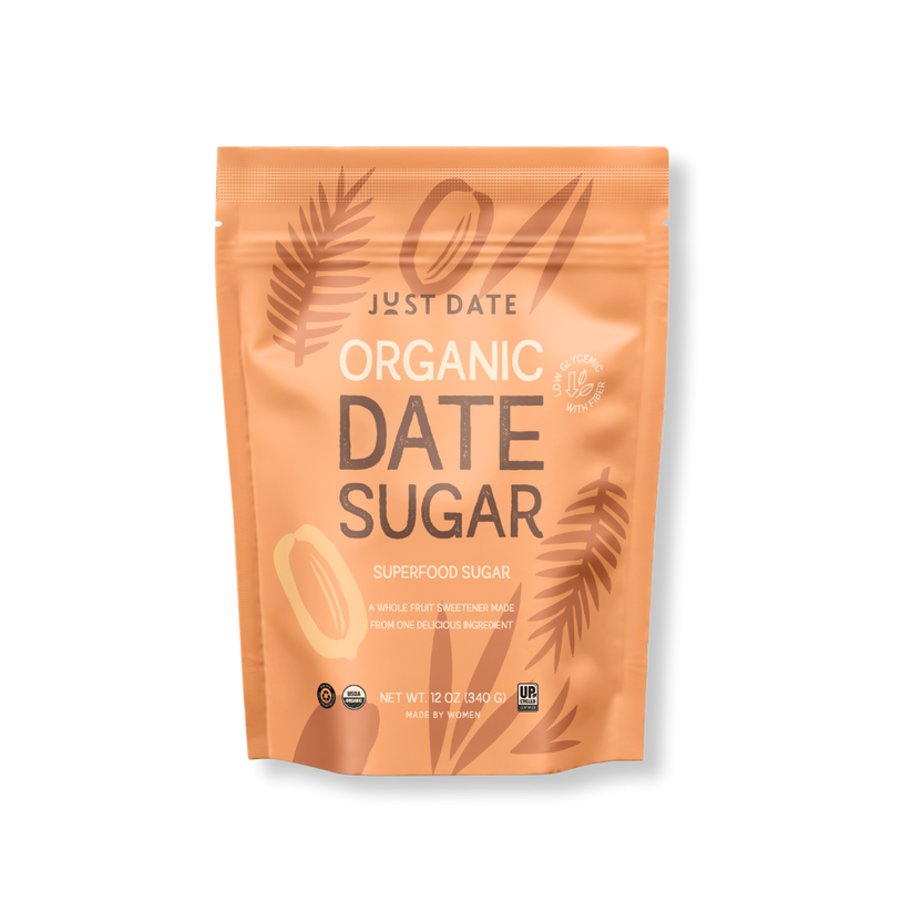 Just Date Sugar pack with fiber-rich, low glycemic sweetness from whole dates.